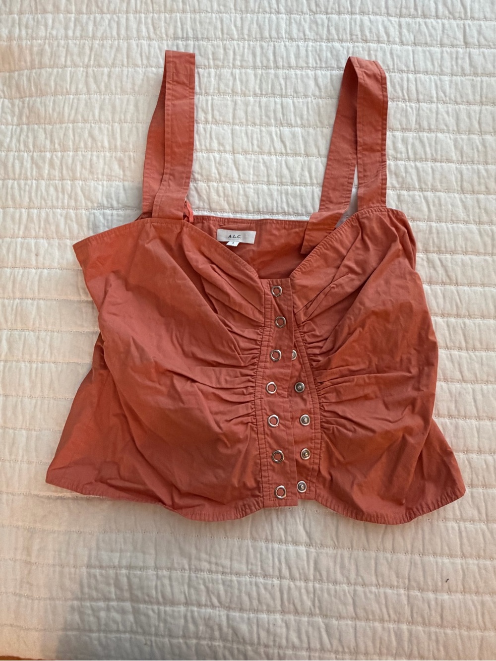 A.L.C. Rust-Orange Button-Front Cropped Tank